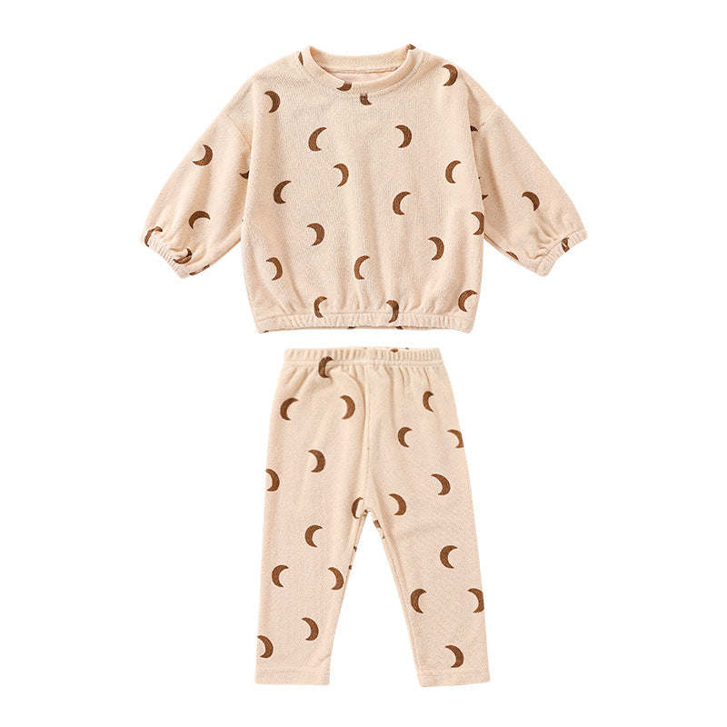 Baby Striped Print Pattern Loose Cotton Hoodie Combo Pants Sets