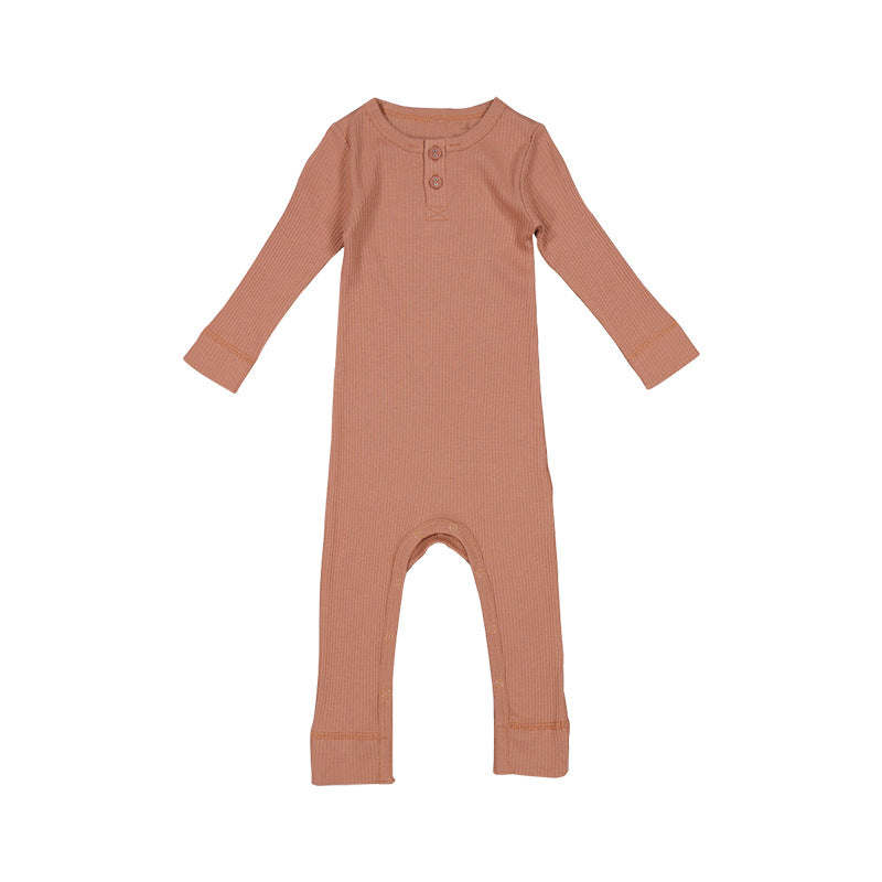 Baby Solid Color Long Sleeve Soft Cotton Basic Jumpsuit