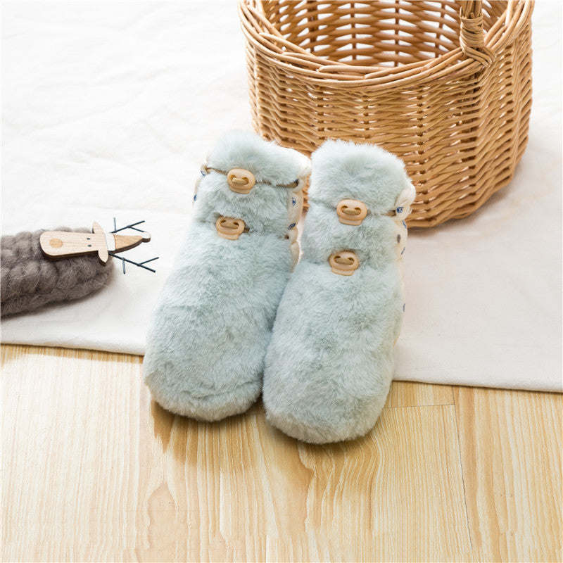 Newborn Baby Solid Color Plush Warm Shoes Outfits In Autumn & Winter