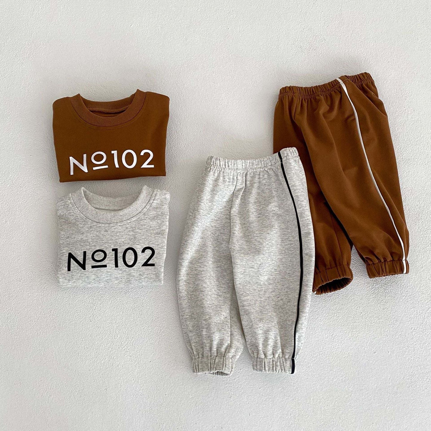 Baby Letter Graphic Pullover Hoodies With Pants Spring Sets