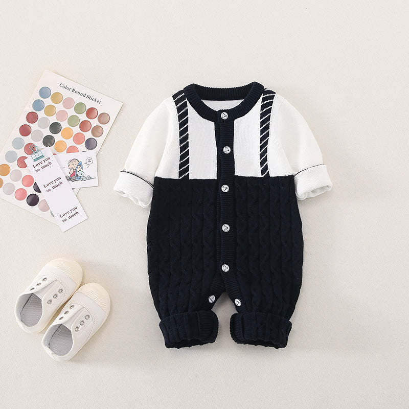 Baby 1pcs Long Sleeve Single Breasted Design Romper In Autumn