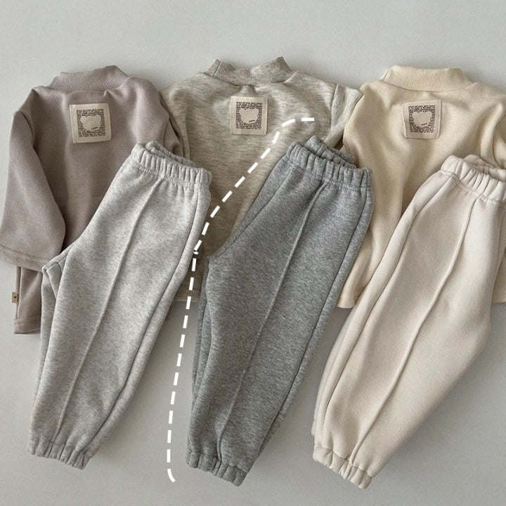 Baby Solid Color Loose Fleece Thickened Warm Sweatpants In Autumn