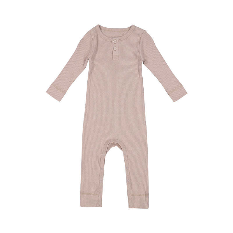 Baby Solid Color Long Sleeve Soft Cotton Basic Jumpsuit