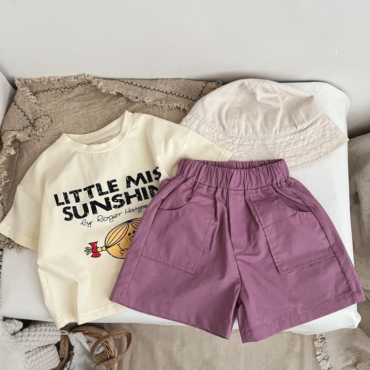 Baby Boy And Girl Solid Color Denim Shorts With Pockets