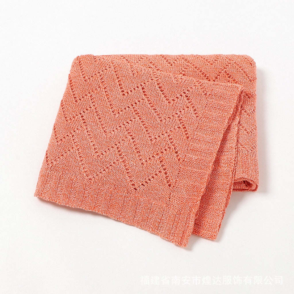 Kids Hollow Carved Graphic Solid Color Knitted Blanket