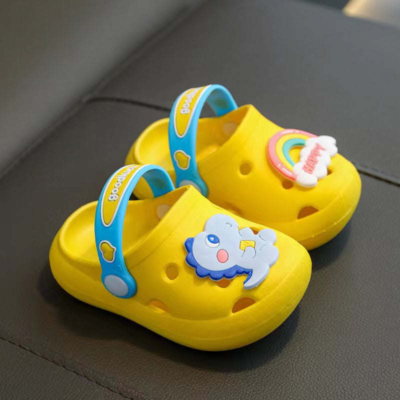 Baby Cartoon Animal & Rainbow Patched Pattern Colorful Soft Bottom Slippers