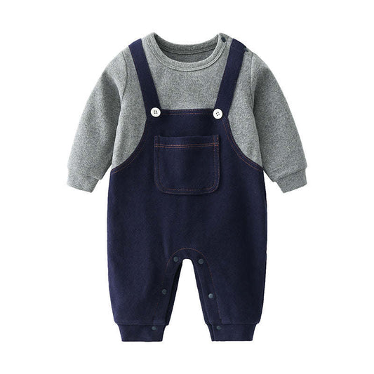 Baby Boy False 1-Piece Overall Design Gentleman Fashion Romper