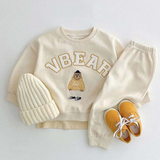 Baby Bear Letters Pattern Hoodies Combo Trousers Casual Cute Sets
