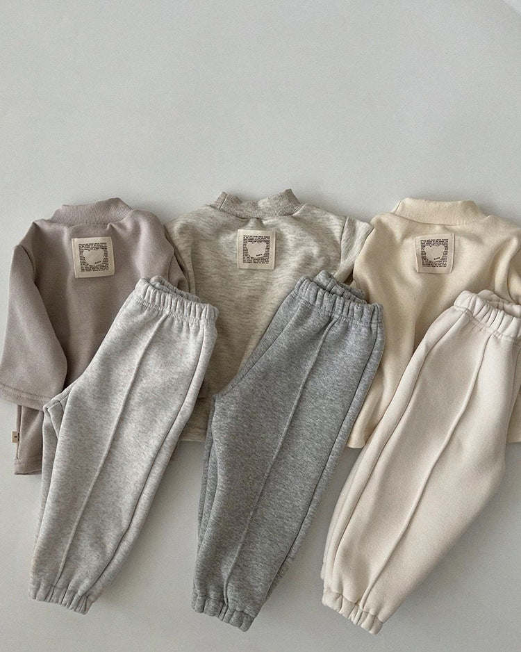 Baby Solid Color Loose Fleece Thickened Warm Sweatpants In Autumn