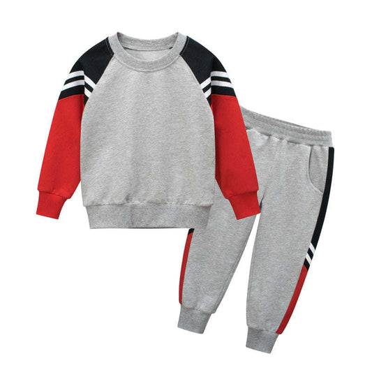 Baby Boy Contrast Design Hoodies Combo Side Print Trousers Sport Style Sets