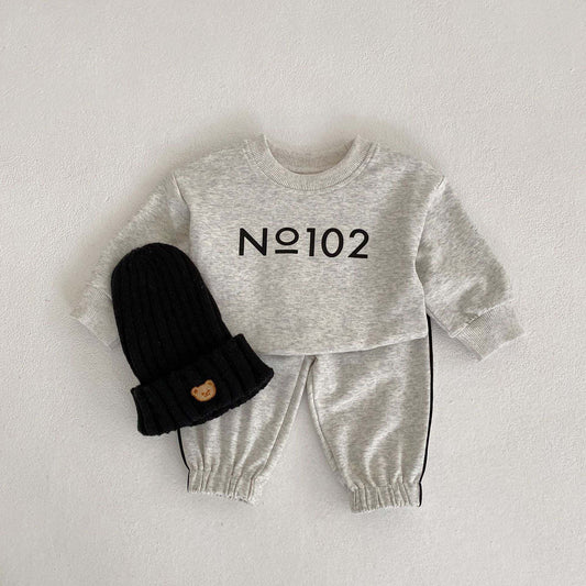 Baby Letter Graphic Pullover Hoodies With Pants Spring Sets