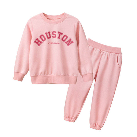 Baby Girl Letter Print Pattern Long Sleeve Hoodie Sets