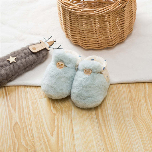 Newborn Baby Solid Color Plush Warm Shoes Outfits In Autumn & Winter