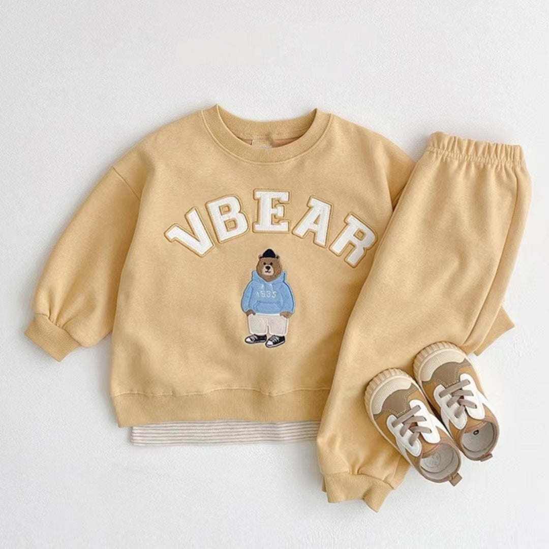 Baby Bear Letters Pattern Hoodies Combo Trousers Casual Cute Sets