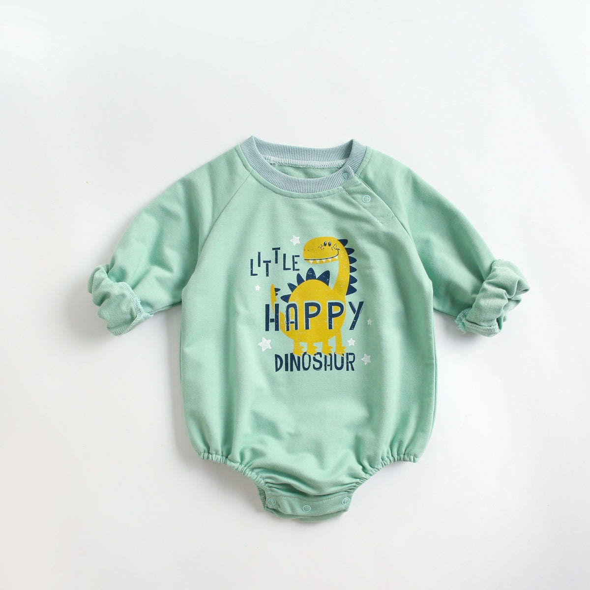 Newborn Baby Cartoon Graphic Shoulder Buckle Design Soft Onesies Bodysuit