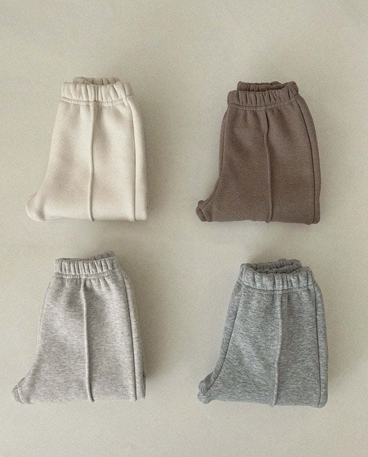 Baby Solid Color Loose Fleece Thickened Warm Sweatpants In Autumn